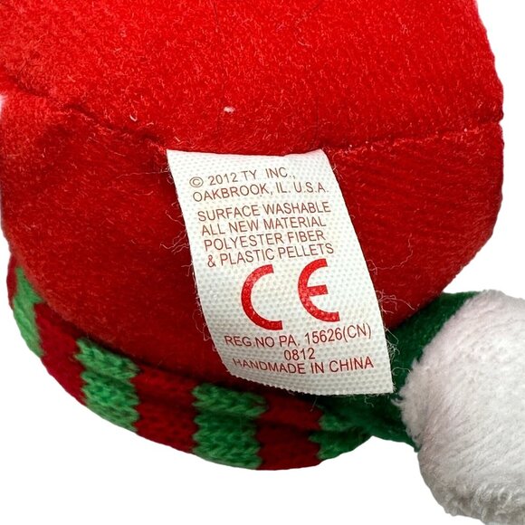 Ty Hello Kitty 2012 Christmas Red Green Stripe Bow Scarf Plush Beanie Toy 6 Inch - Picture 6 of 7